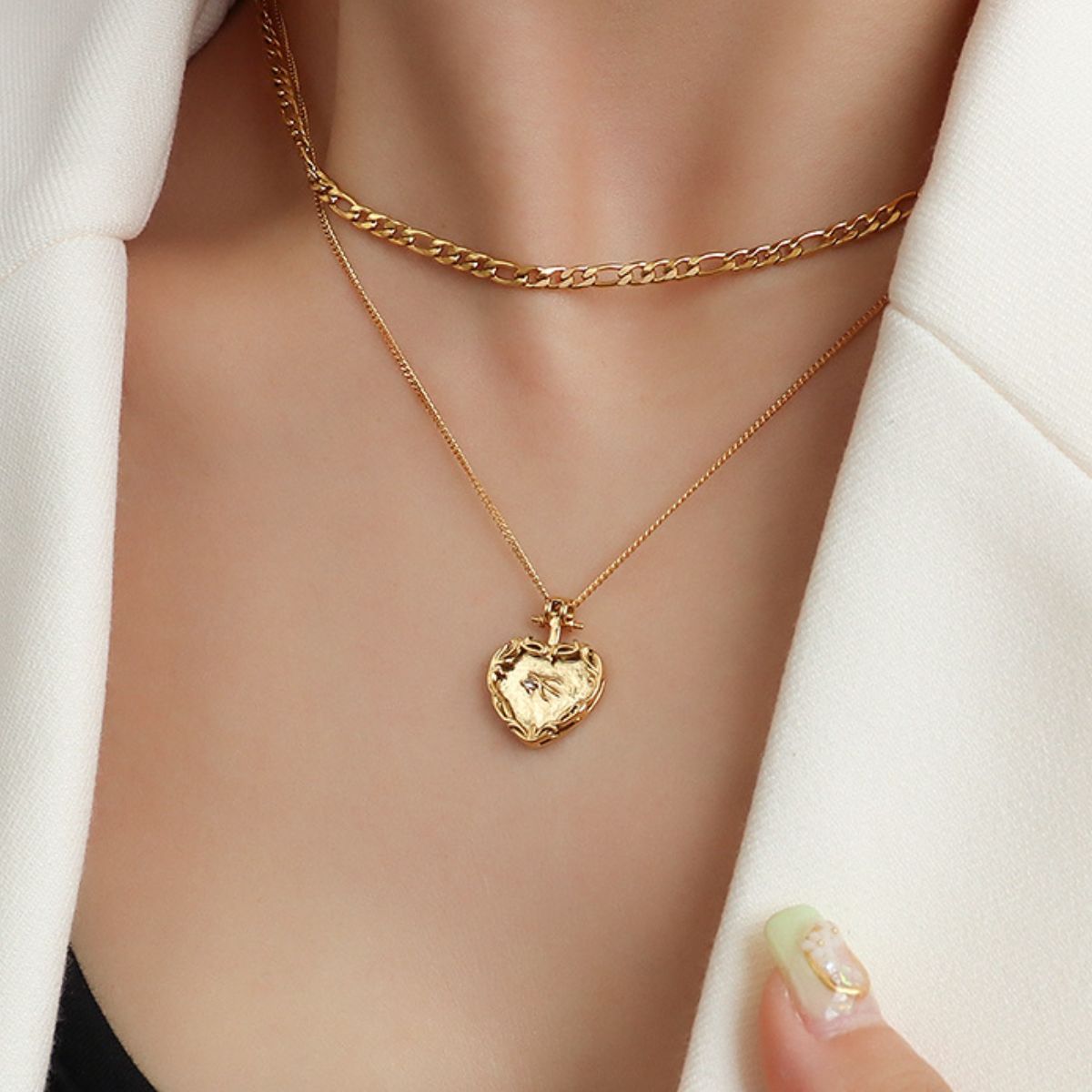 Heart Shape Double-Layered Stainless Steel Necklace – image 1 | Lilixa Trending Jewelry