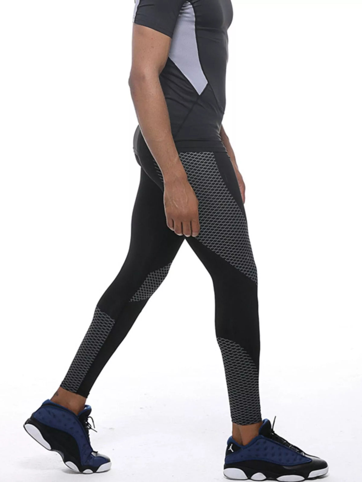 Men's Quick-Dry Active Leggings in Black, view 3