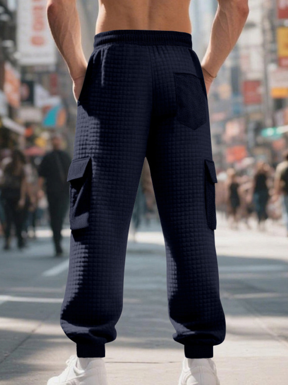 Men's Full Size Textured Cargo Joggers Plus Size