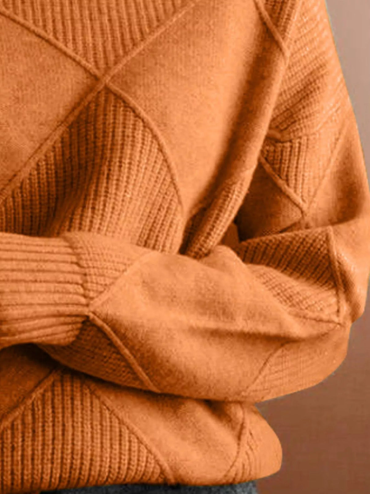 Argyle Pattern Turtleneck Sweater