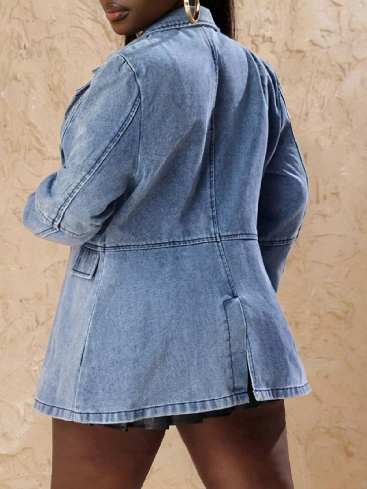 Single-Breasted Lapel Collar Denim Jacket - Lilixa.store