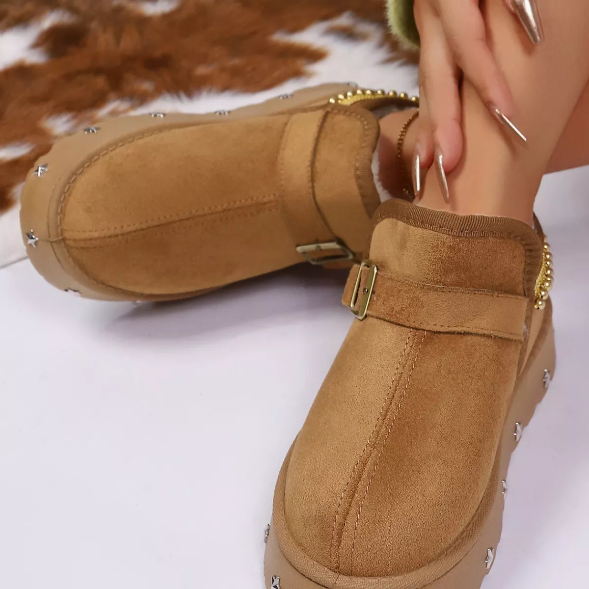 Platform Faux Fur Lined Ankle Boots - Lilixa.store