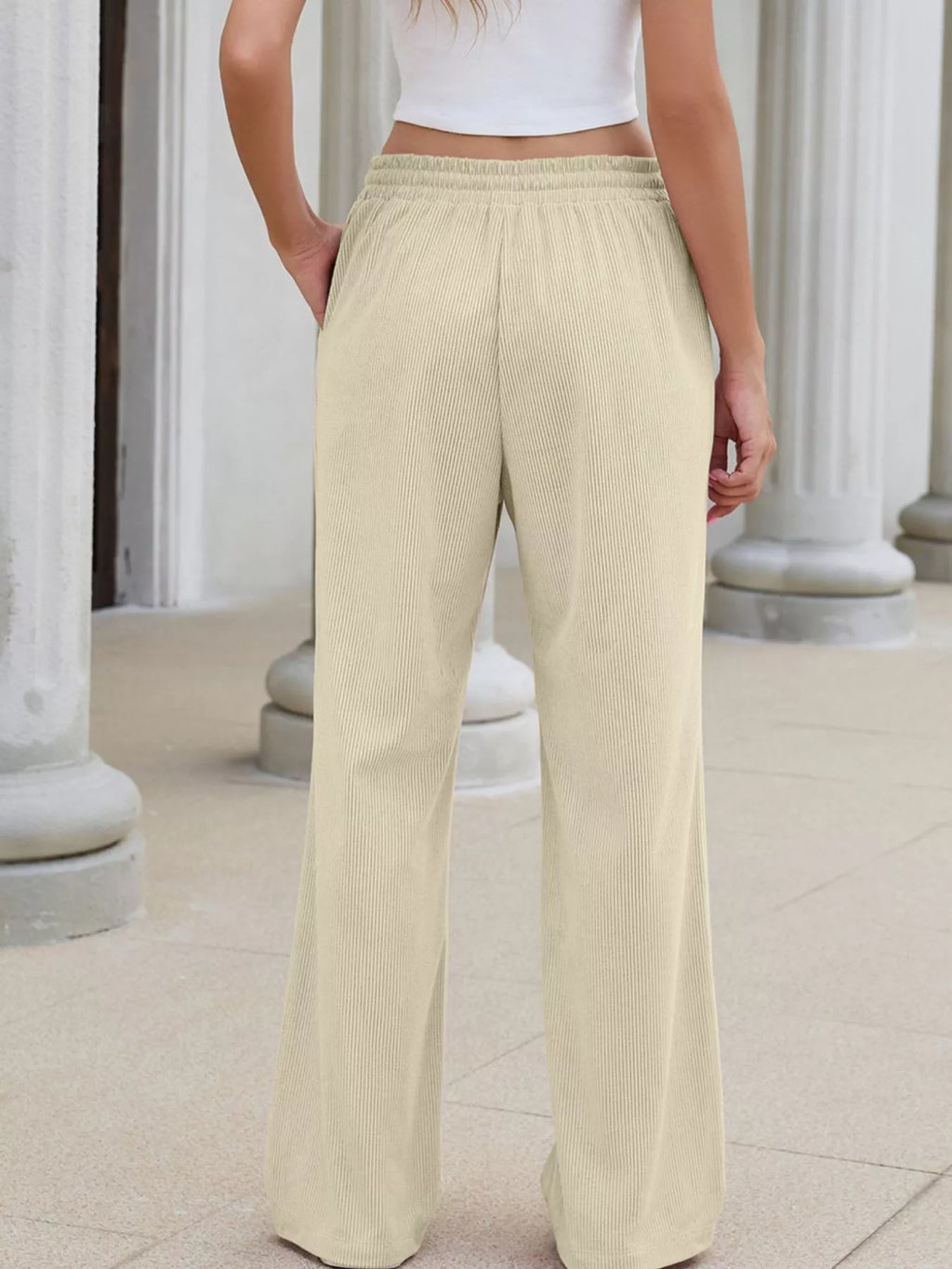High-Waisted Drawstring Wide-Leg Casual Pants - Lilixa.store
