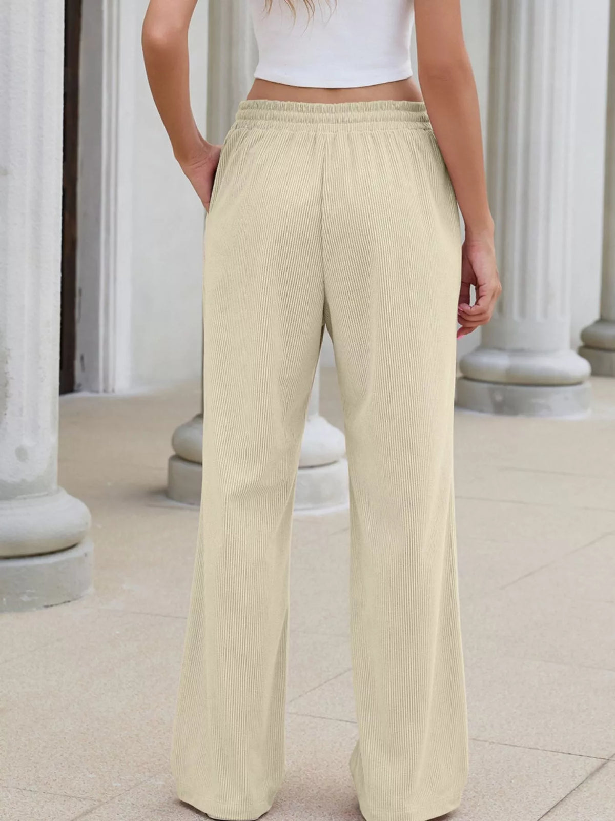 High-Waisted Drawstring Wide-Leg Casual Pants - Lilixa.store