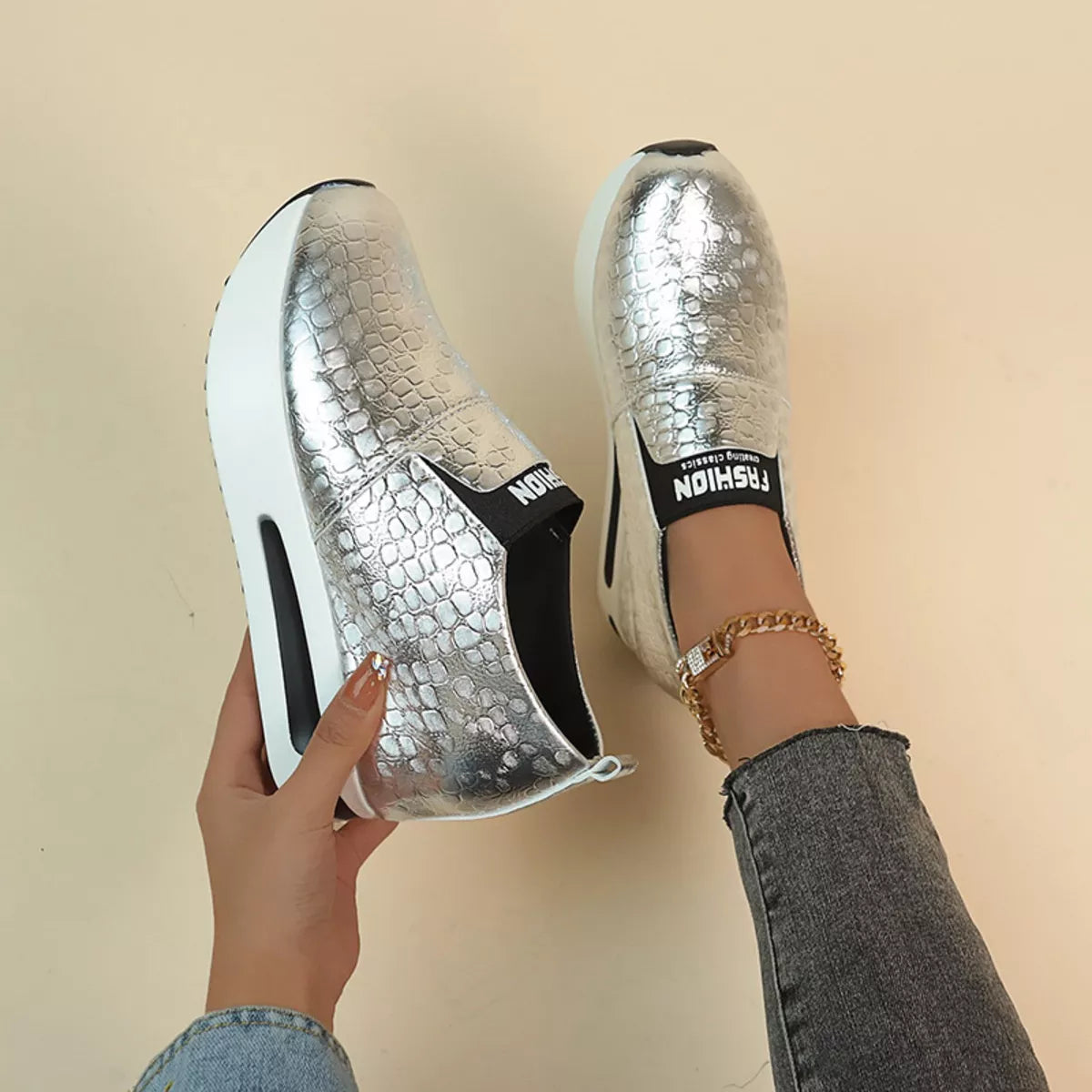 Round Toe Platform Slip-Ons, view 4