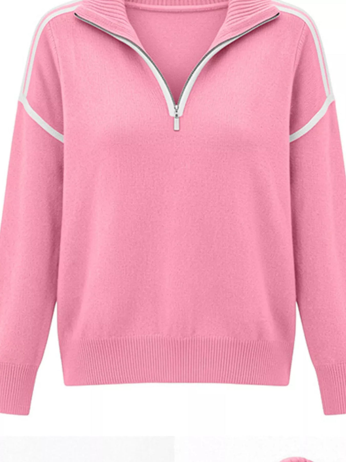 Quarter-Zip Dropped Shoulder Sweater