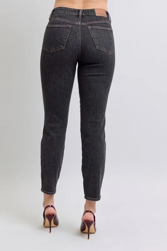 Judy Blue Full Size Mid Rise Tummy Control Slim Jeans Plus Size - Lilixa.store