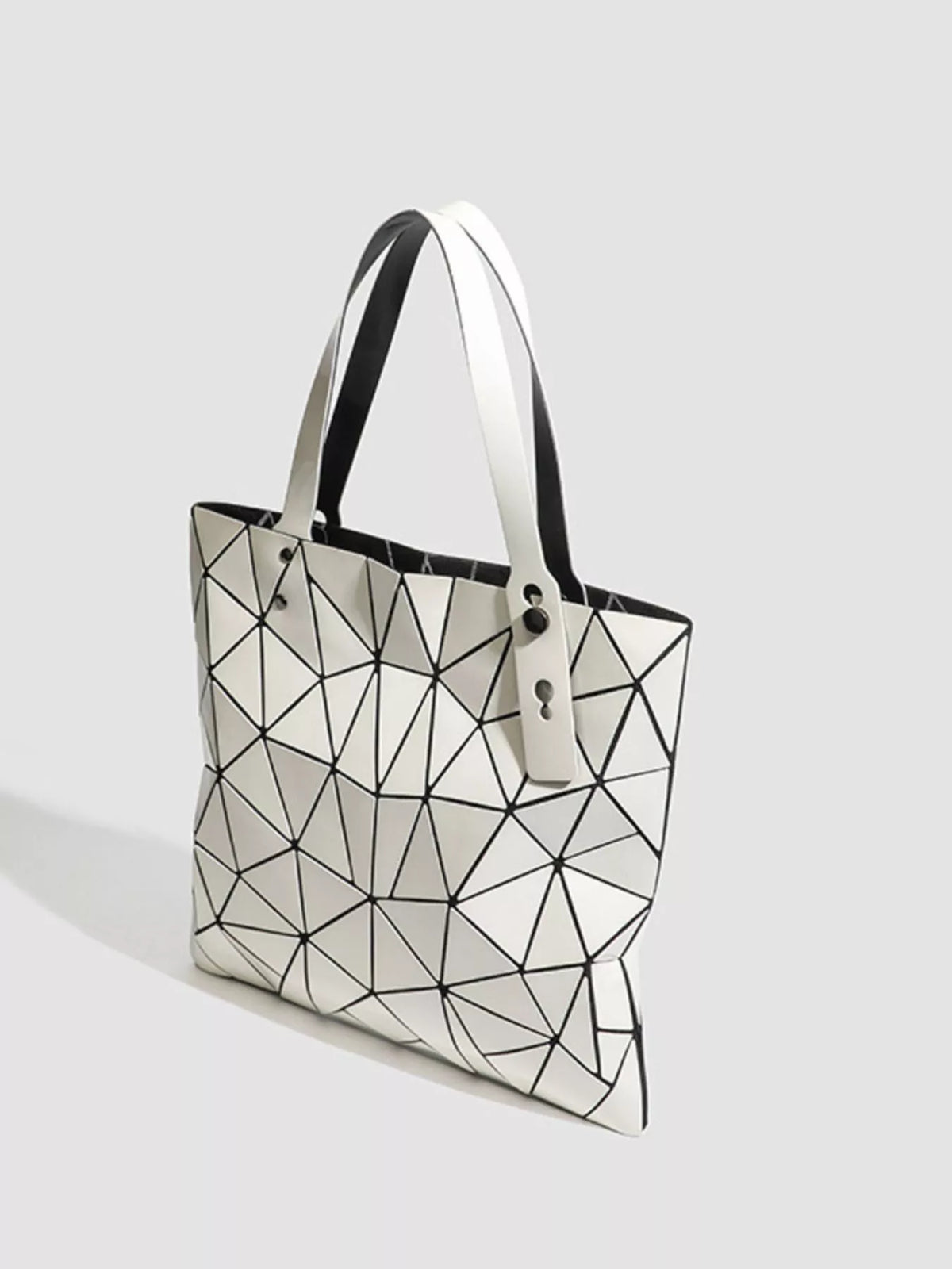 Geometric Glossy Paneled Handbag, view 5
