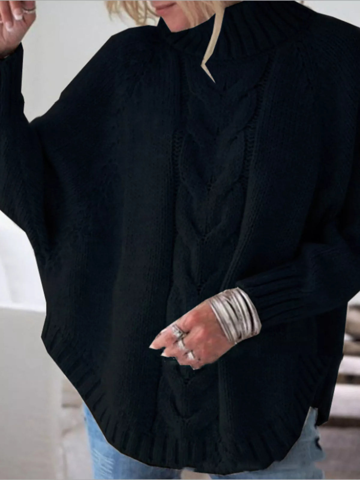 Cable-Knit Long Sleeve Sweater - Lilixa.store