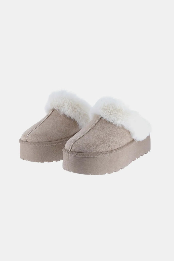 Weeboo Thick Bottom Fur Trim Snow Slippers - Lilixa.store
