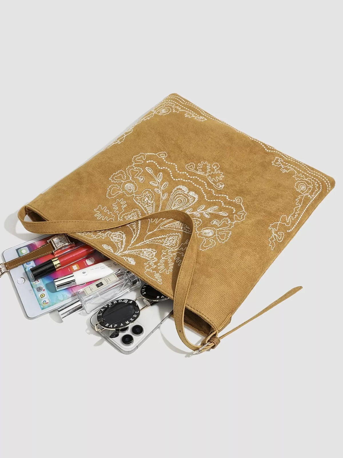 Embroidered Suede Handbag