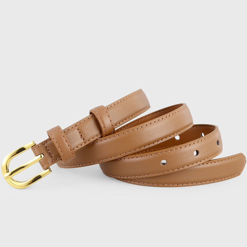 Leather Belt with Golden Buckle - Lilixa.store