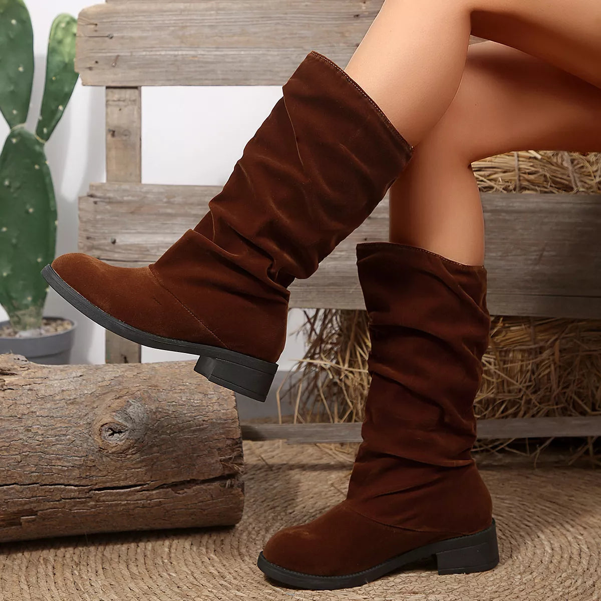 Round Toe Block Heels Boots - Lilixa.store