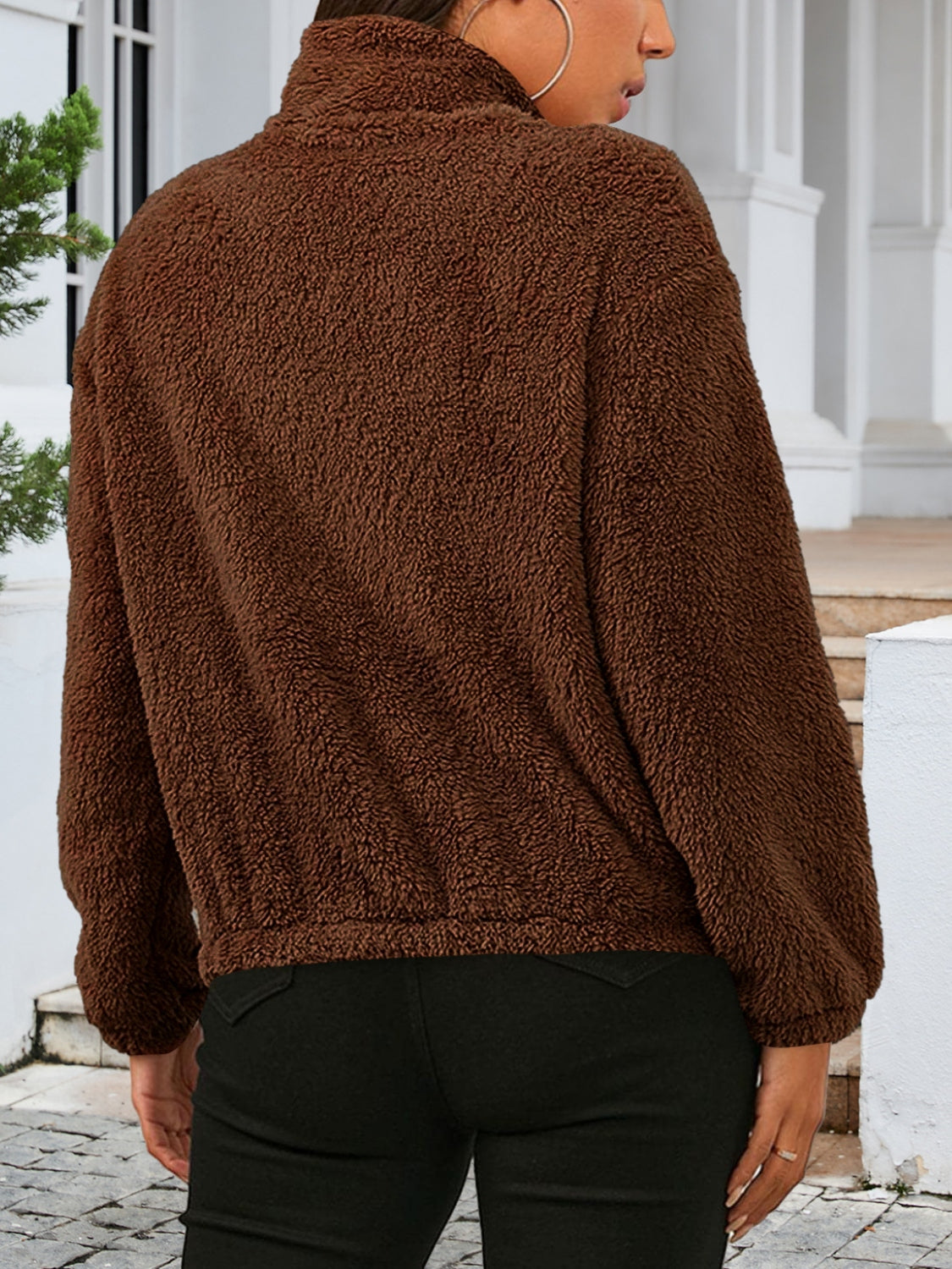 Zip Up Turtleneck Long Sleeve Jacket, view 3