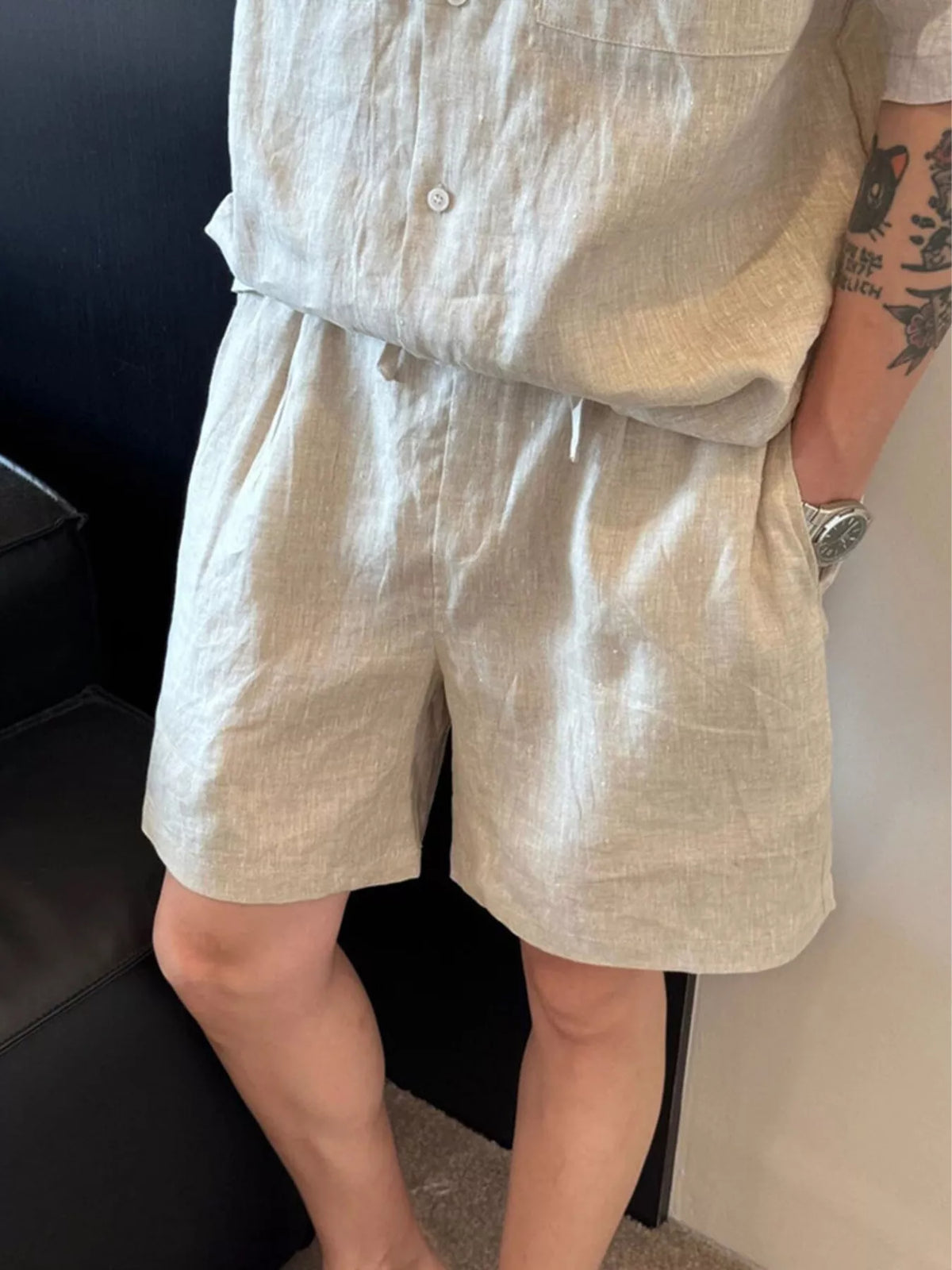 Men's Plus Size Lightweight Linen Blend Shorts - Lilixa.store