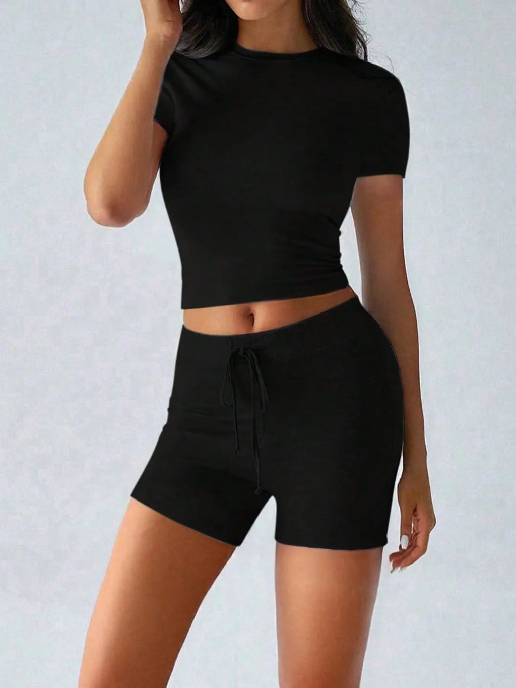 Round Neck Short Sleeve Top and Shorts Set - Lilixa.store