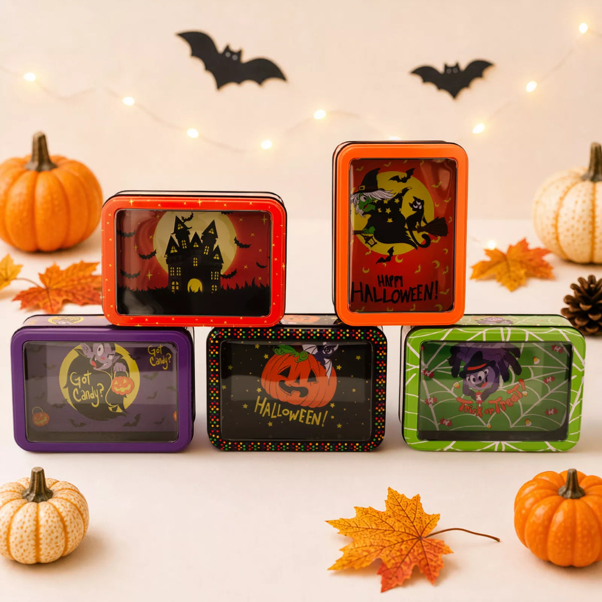 Halloween Decorative Metal Storage Box with Window Display - Lilixa.store