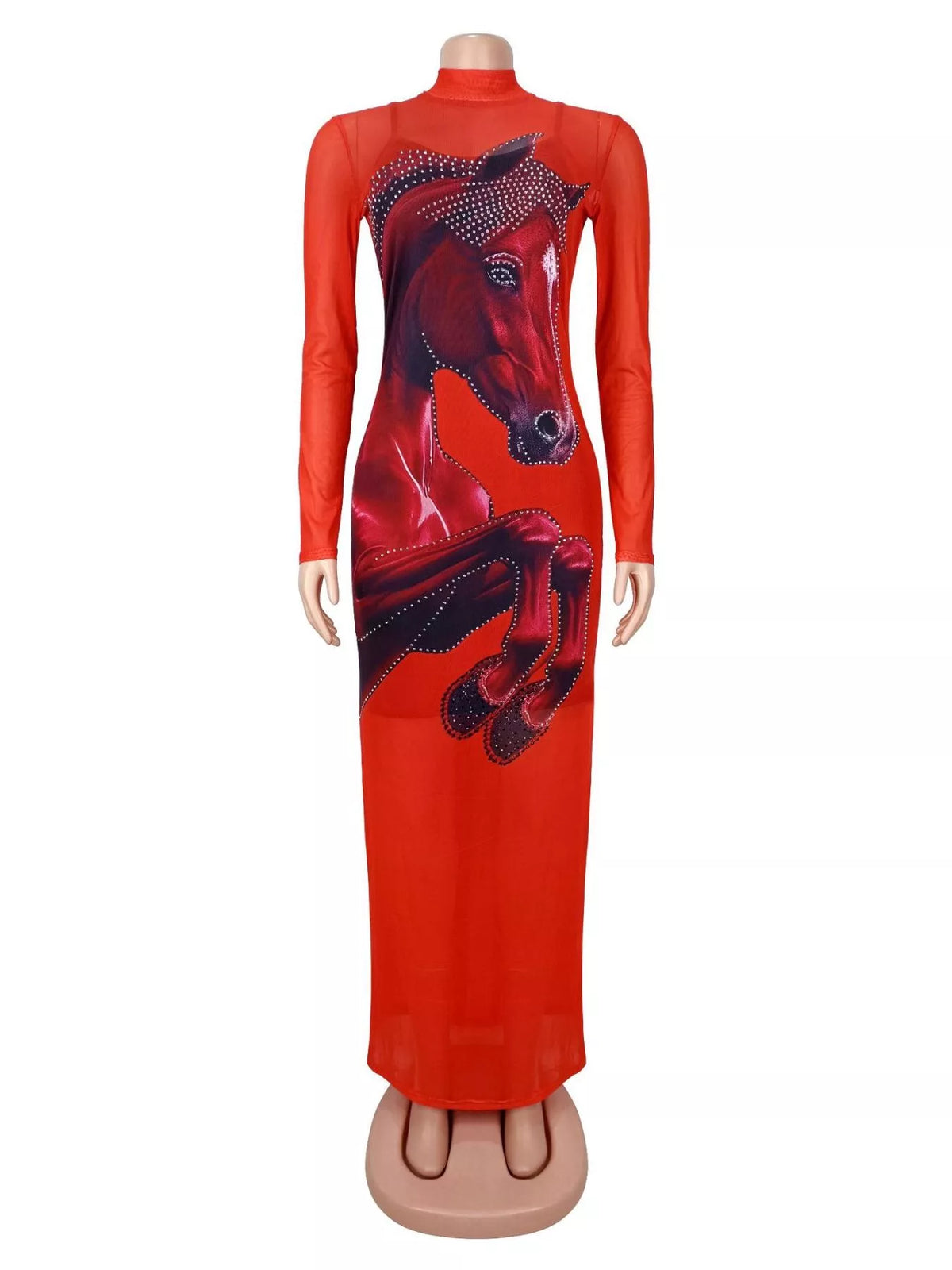 Cami Dress and Rhinestone Horse Mesh Maxi Dress Set - Lilixa.store