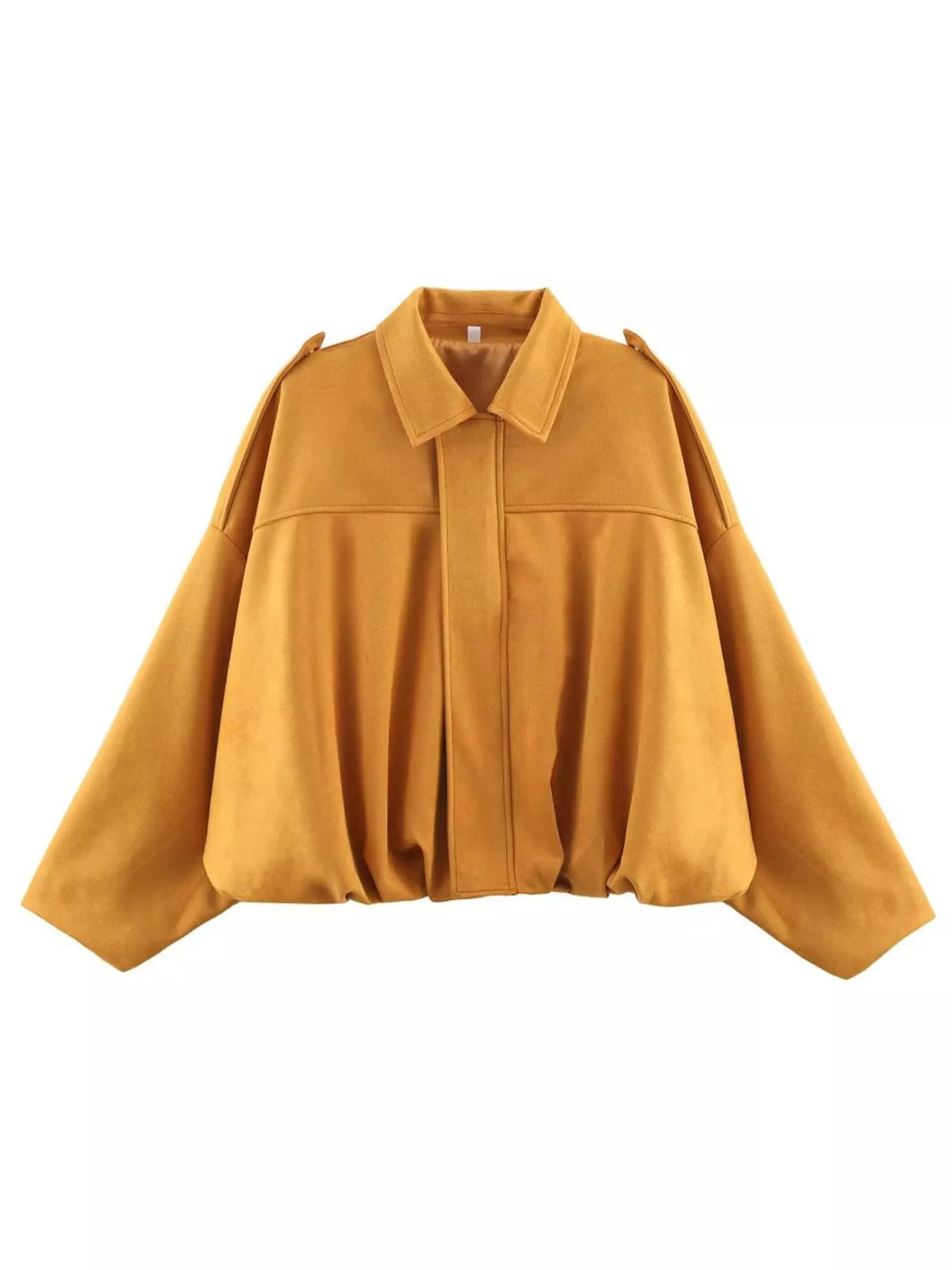 Collared Neck Dropped Shoulder Jacket - Lilixa.store