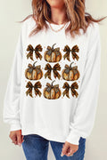 Pumpkin & Bow Graphic Long Sleeve Sweatshirt - Lilixa.store