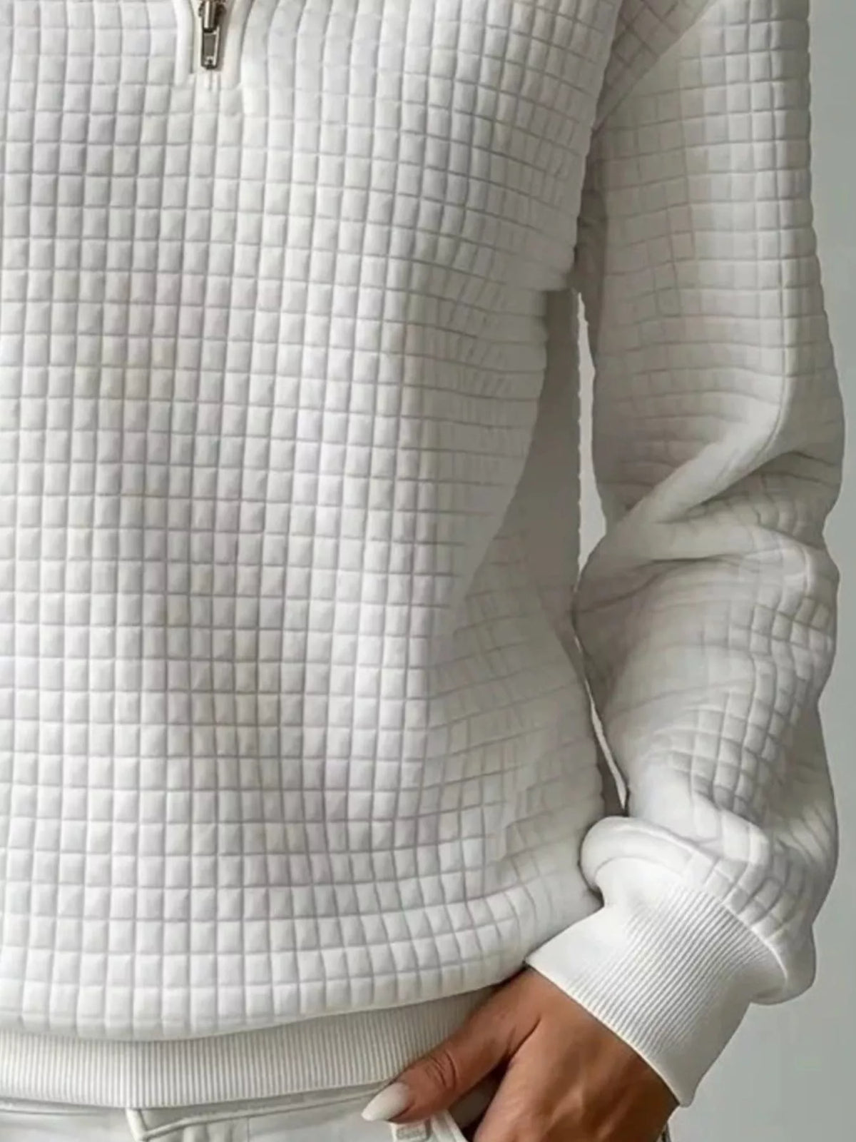 Waffle Knit Quarter-Zip Sweatshirt