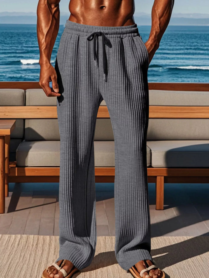 Men's Full Size Ribbed Knit Wide-Leg Pants Plus Size - Lilixa.store