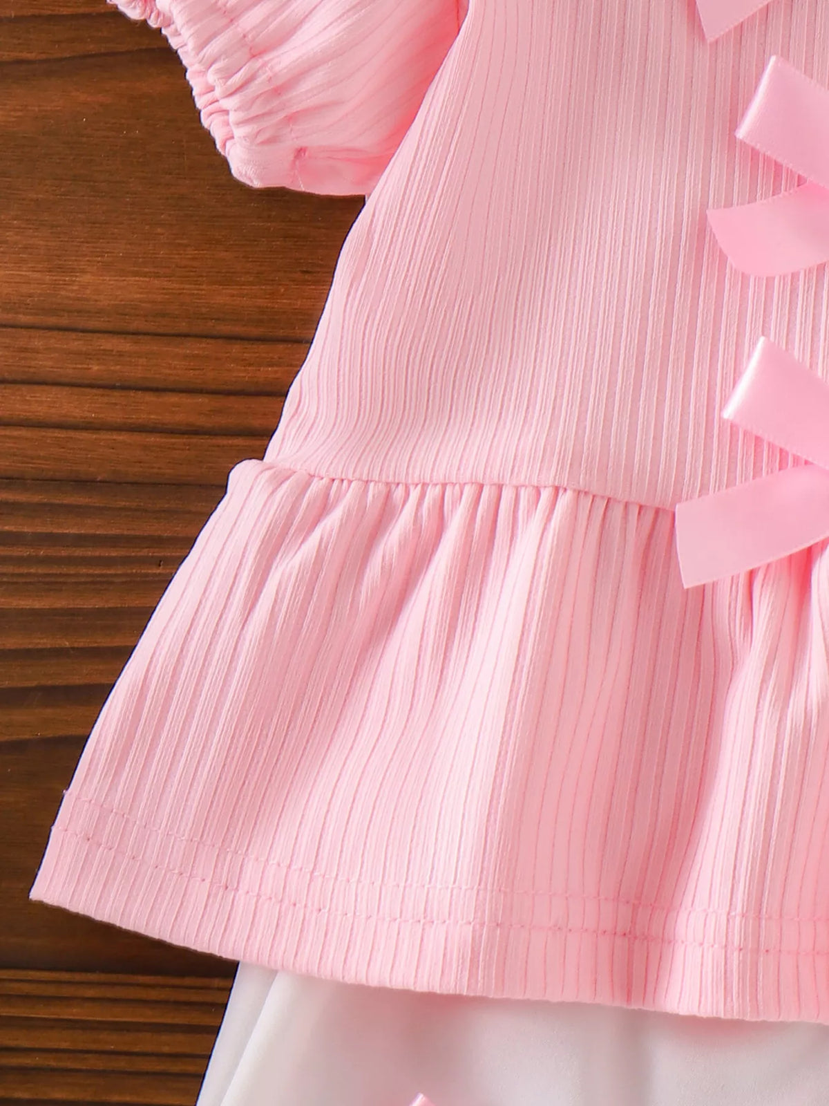 Children's Bow Ribbed Top and Shorts Set - Lilixa.store