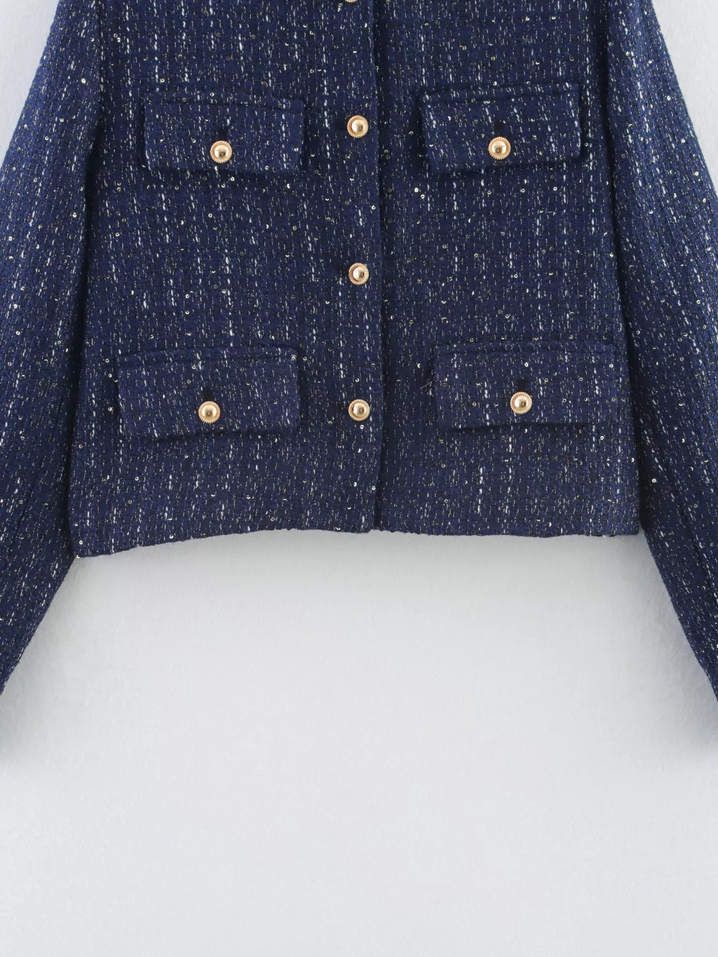 Tweed Button Up Cropped Outerwear - Lilixa.store