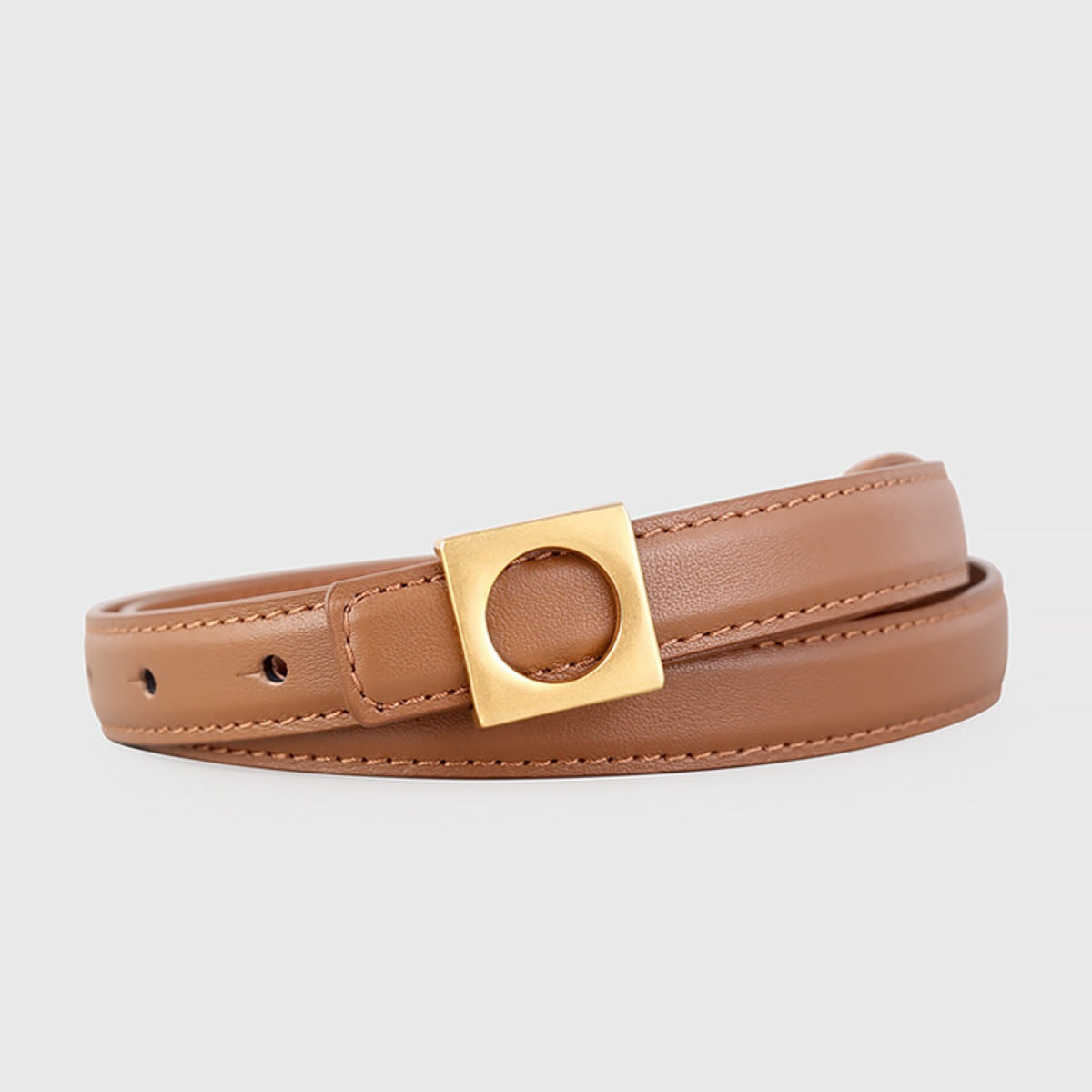 Square Buckle Skinny Leather Belt - Lilixa.store