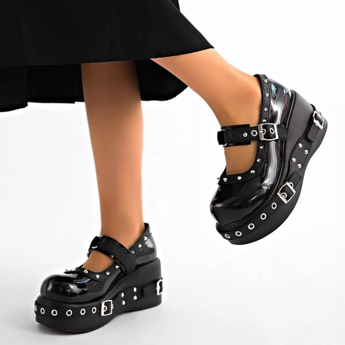 Round Toe Studded Loafers - Lilixa.store
