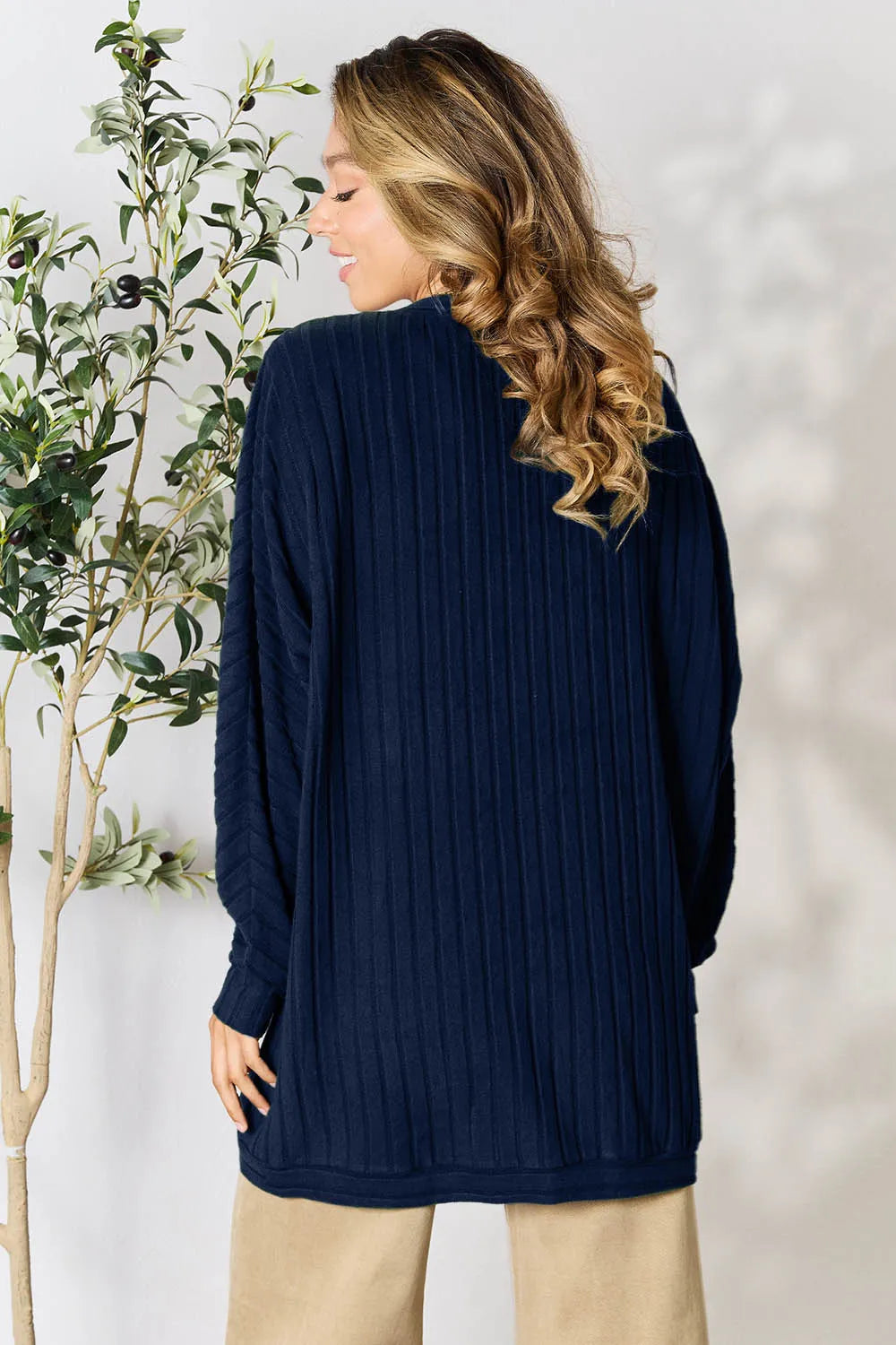 Basic Bae Full Size Ribbed Cocoon Cardigan - Lilixa.store
