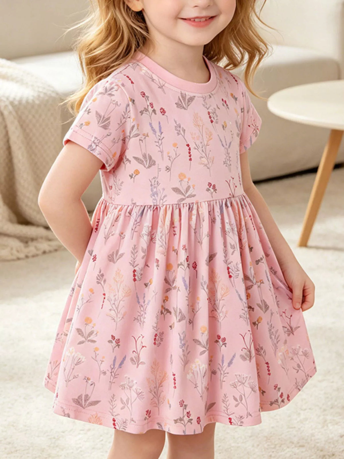 Children's Floral Print A-Line Dress - Lilixa.store