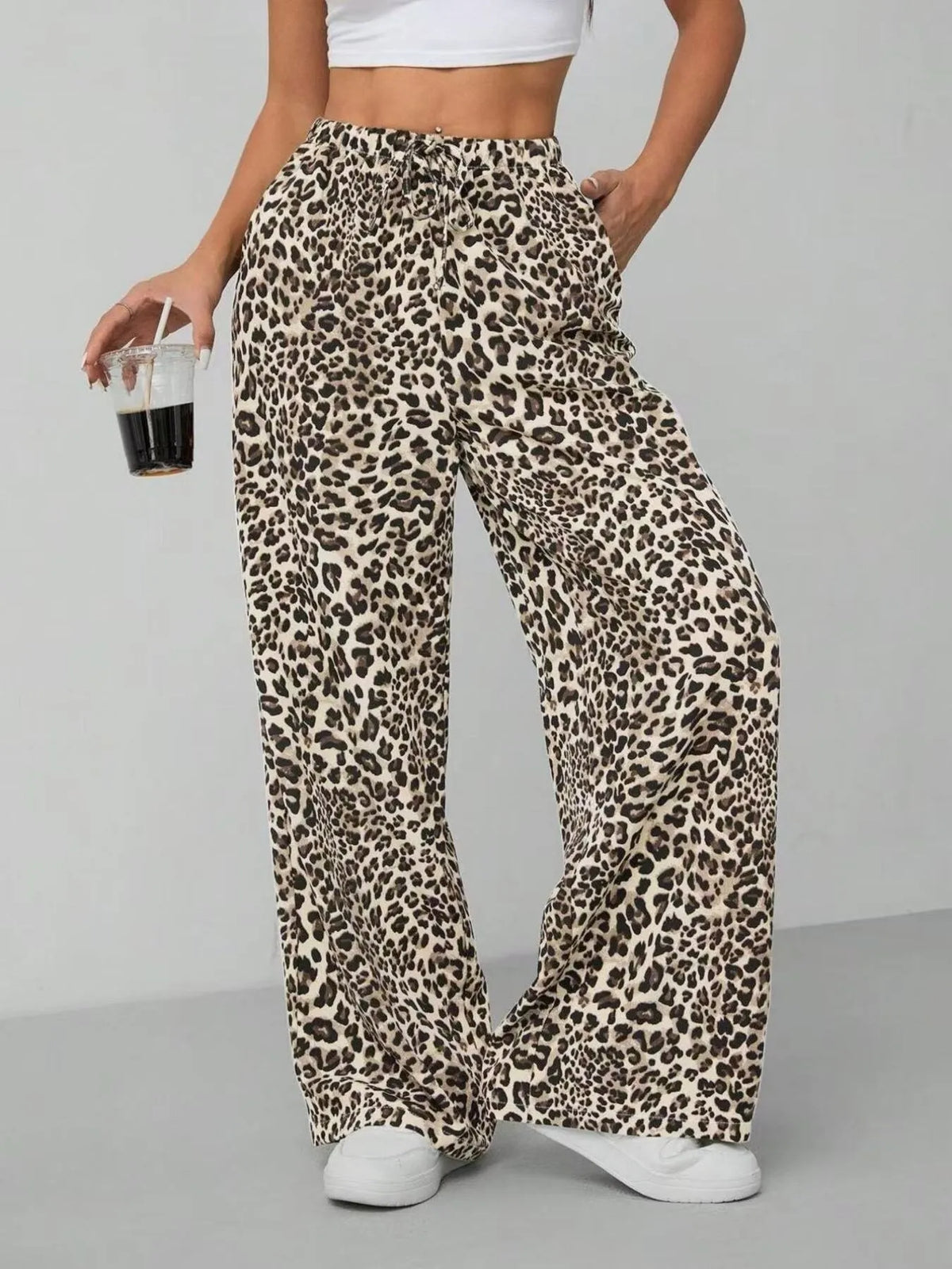 Leopard Print Wide Leg Pants - Lilixa.store