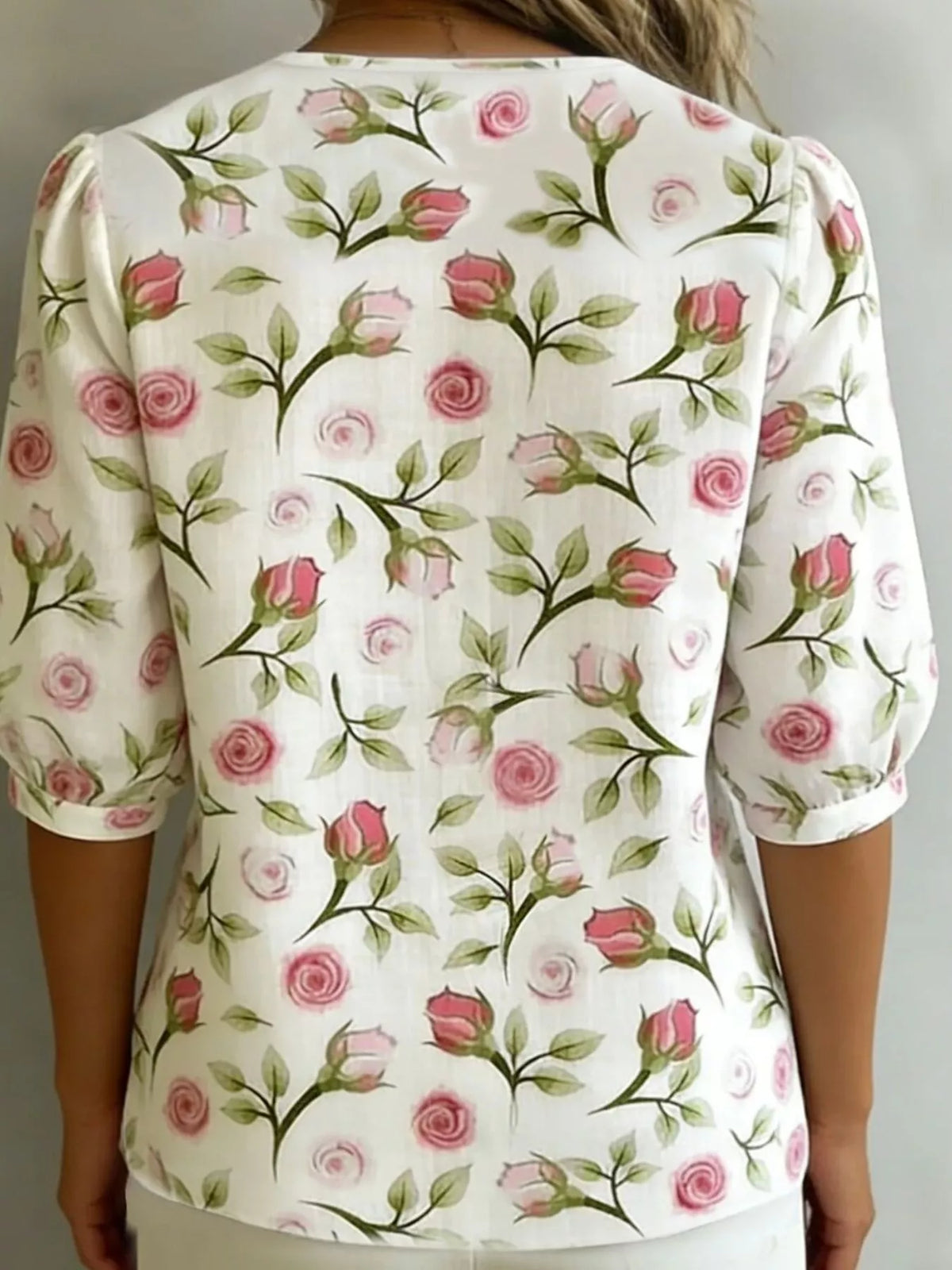 Daisy Print Peter Pan Collar Button-Down Shirt - Lilixa.store
