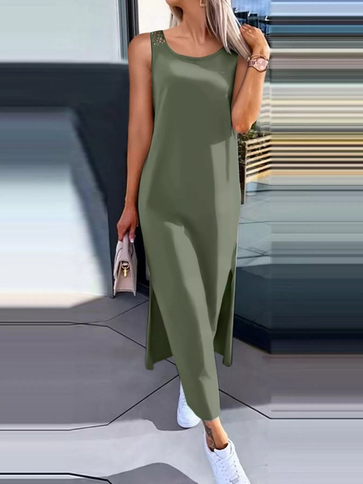 Side Slit Sleeveless Maxi Dress - Lilixa.store