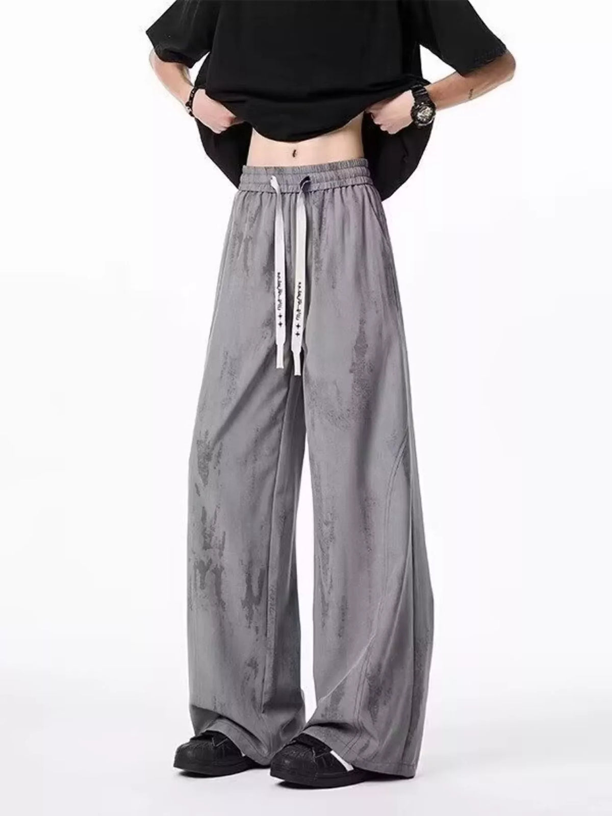Men's Drawstring Wide-Leg Tie-Dye Casual Pants