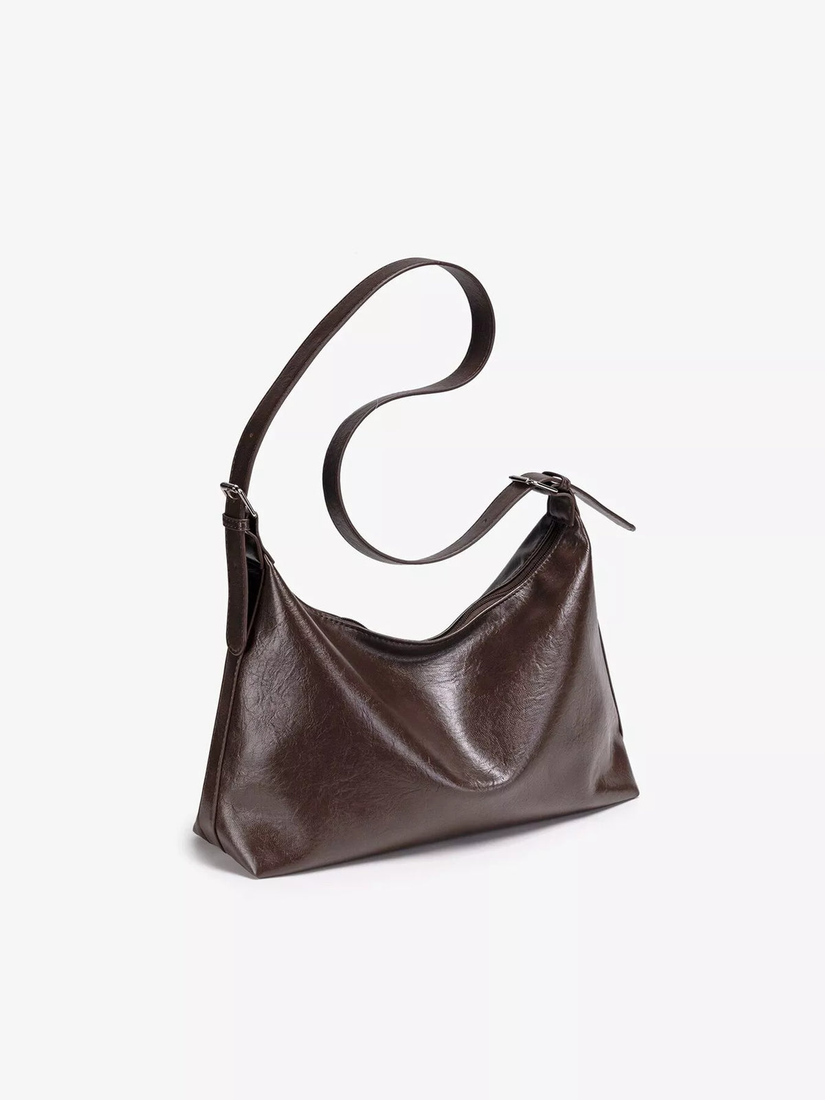 PU Leather Hobo Crossbody Bag with Adjustable Strap in Brown, view 4
