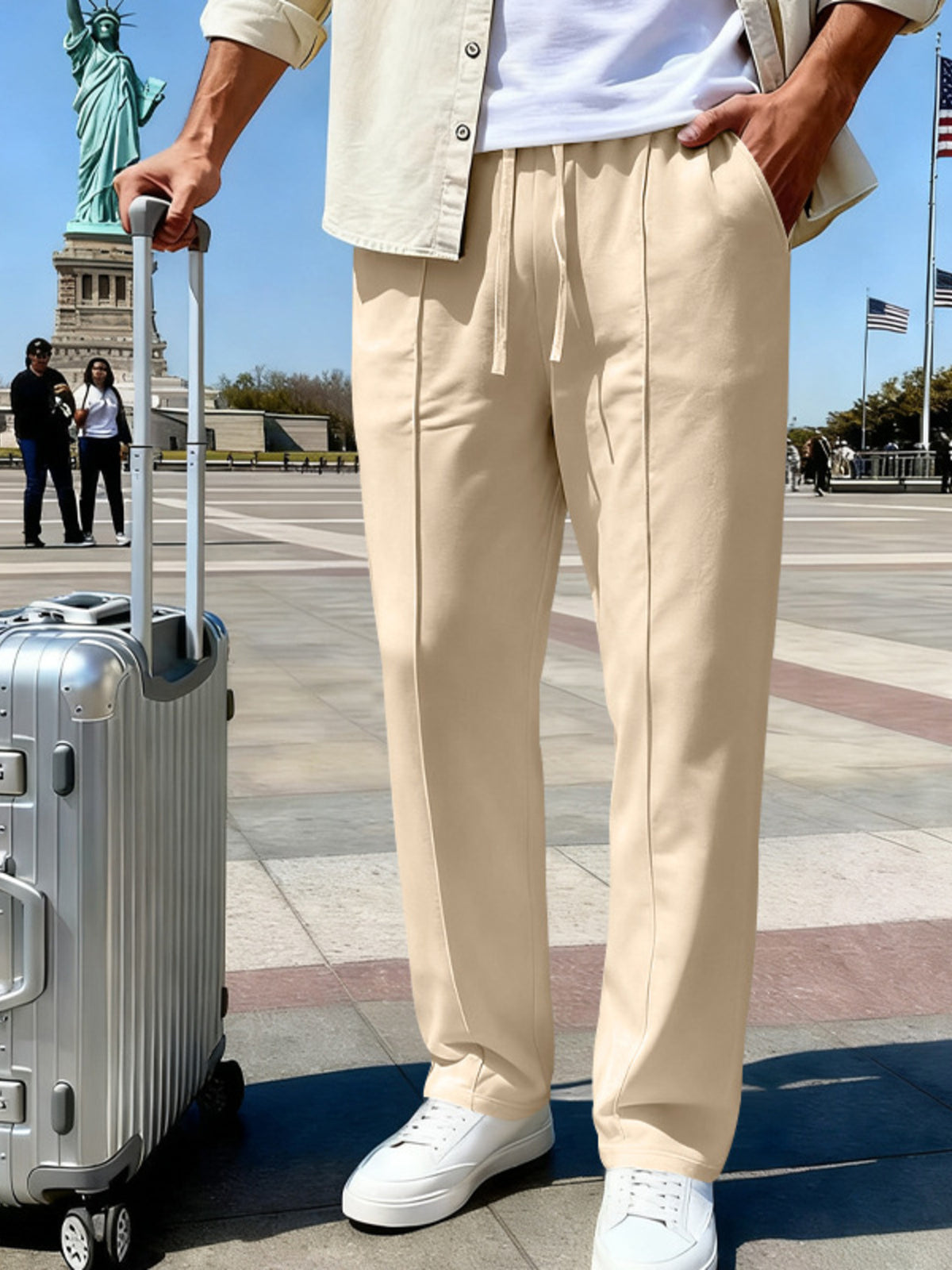 Men's Full Size Drawstring Straight Leg Pants Plus Size