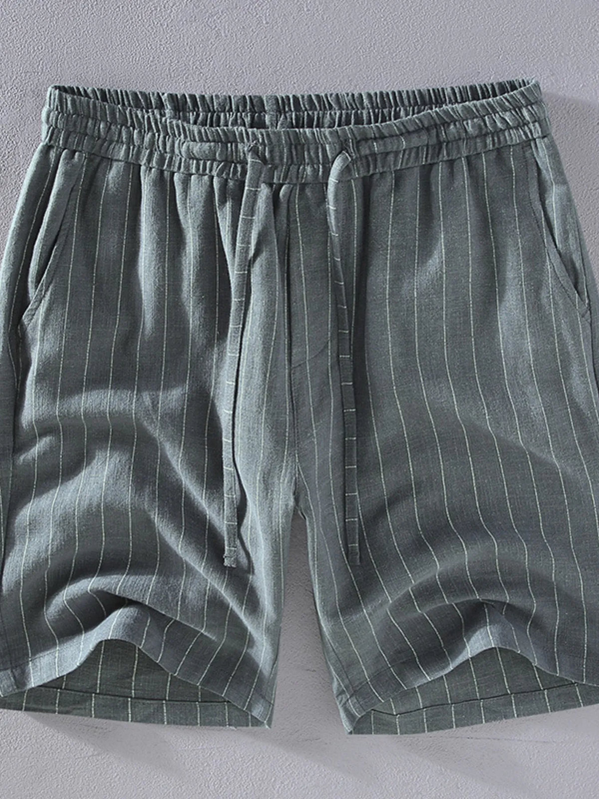 Men's Plus Size Striped Drawstring Shorts in Grey