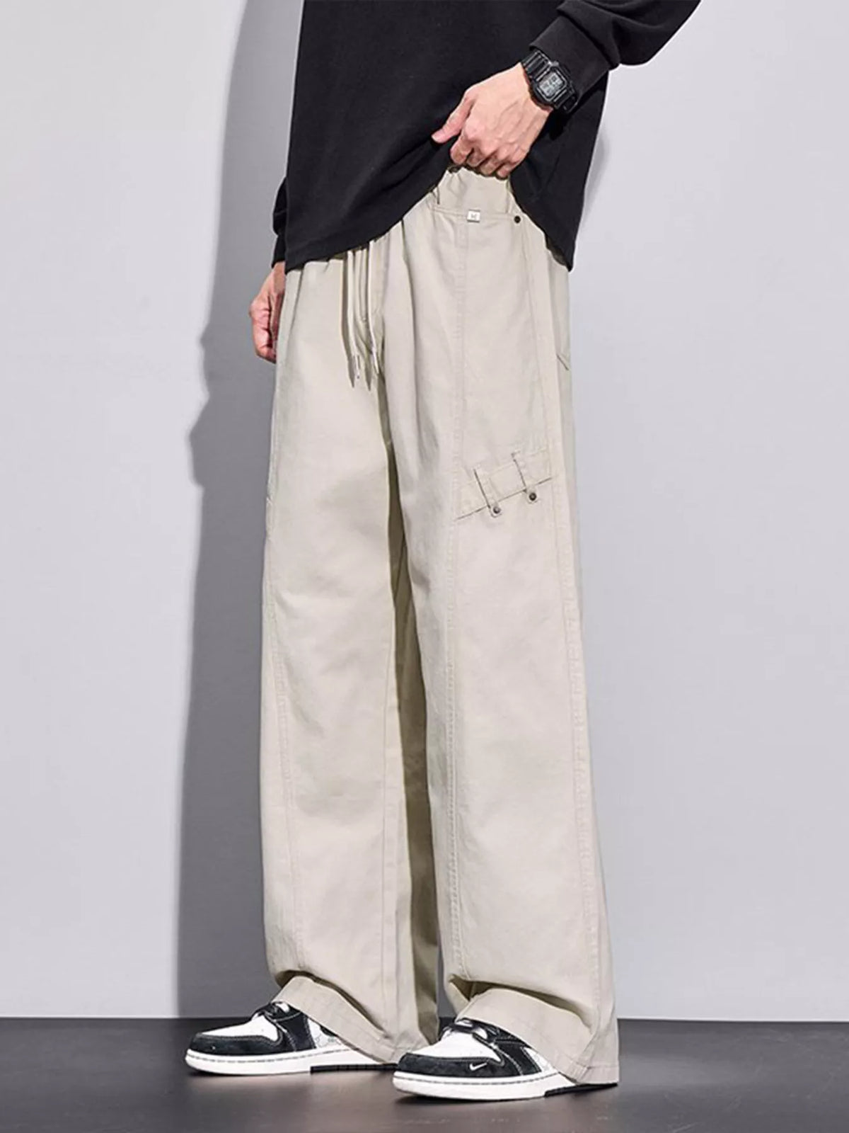 Men's Plus Size Loose Fit Casual Pants in Apricot