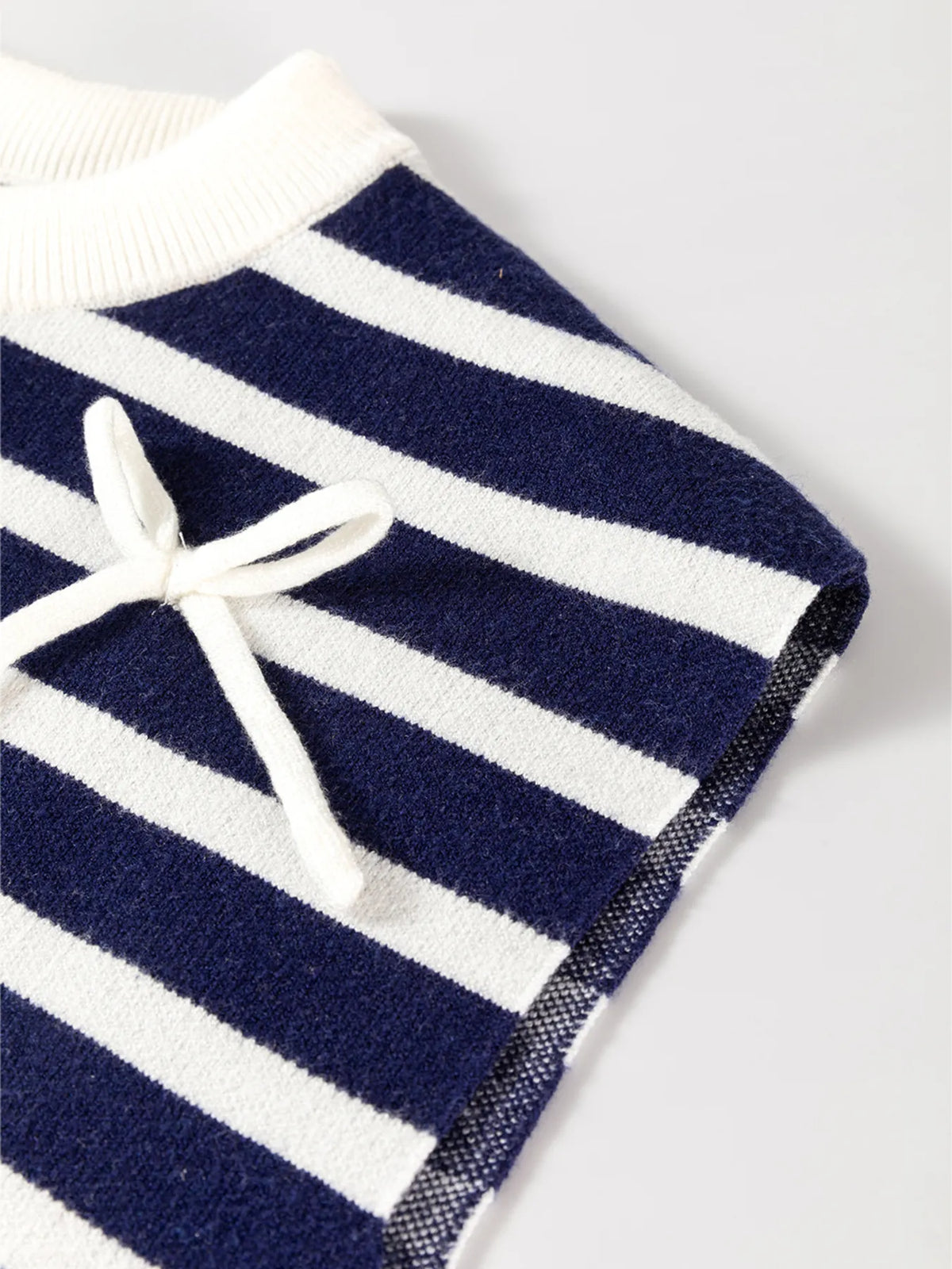 Stripe Knitted Bow Decor Sweater Vest, view 5