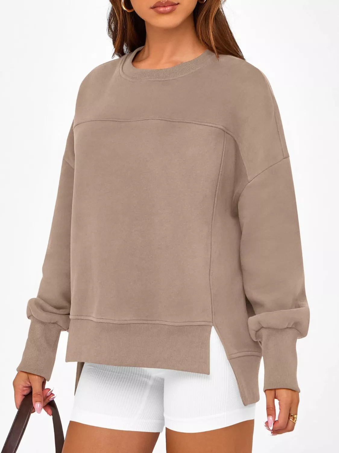 Casual Loose Side Slit Sweatshirt - Lilixa.store