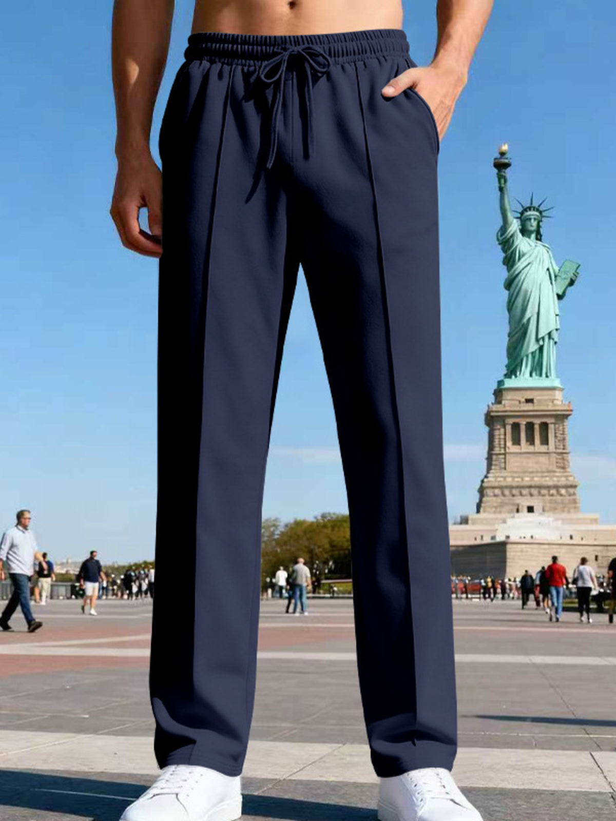 Men's Full Size Drawstring Straight Leg Pants Plus Size