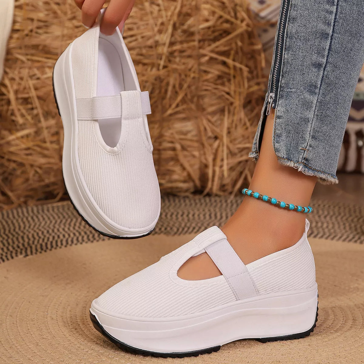 Round Toe Platform Slip-Ons, view 6