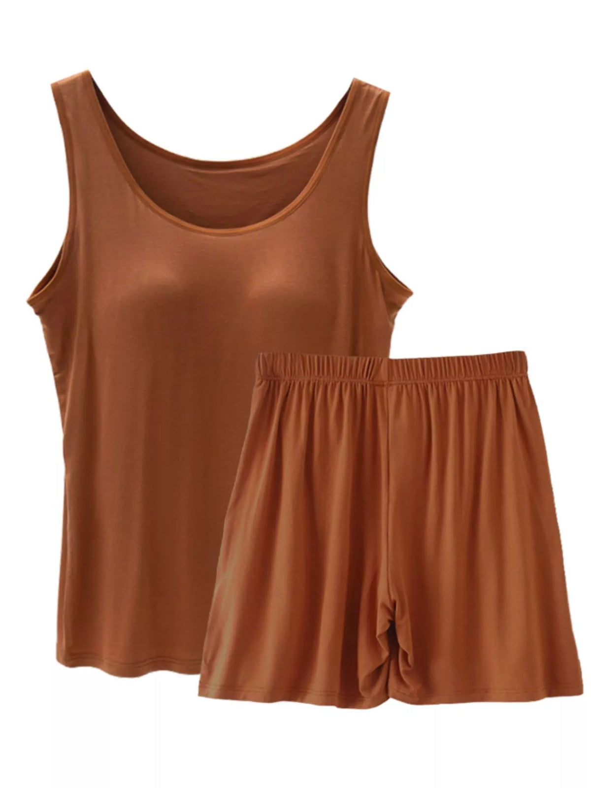 Plus Size Modal Padded Sleeveless Tank Top & Shorts Set - Lilixa.store