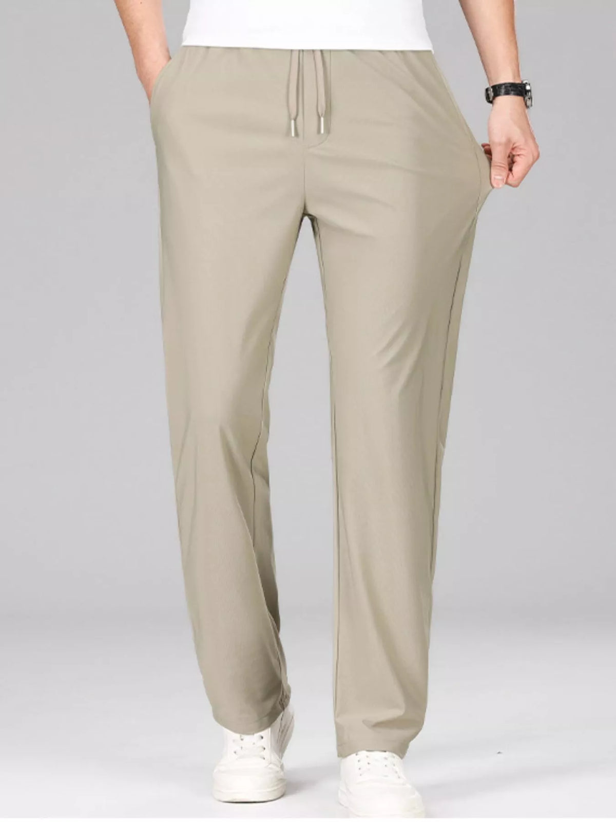 Men's Plus Size Lightweight Drawstring Casual Pants, view 3