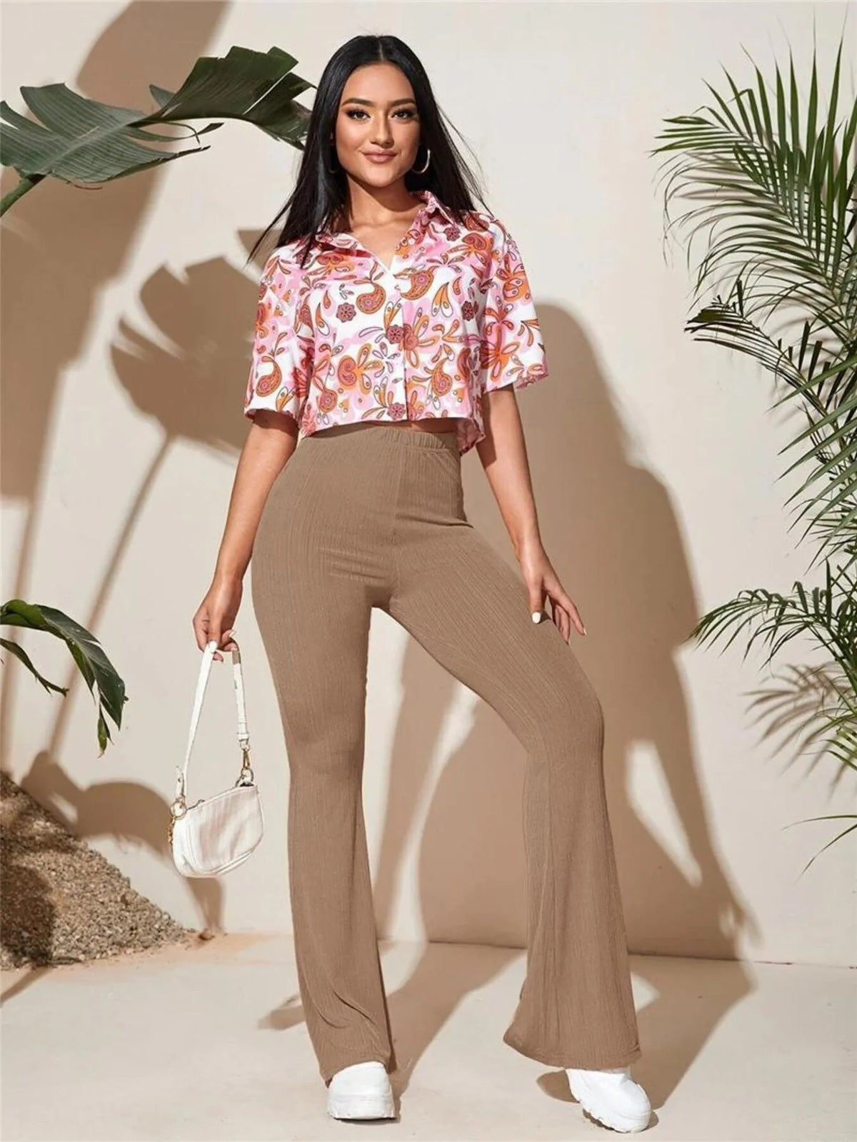Full Size High-Waist Flare Active Pants Plus Size - Lilixa.store