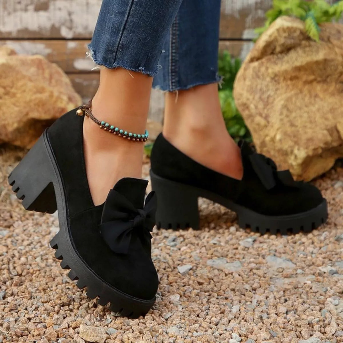 Round Toe Block Heels Pumps - Lilixa.store
