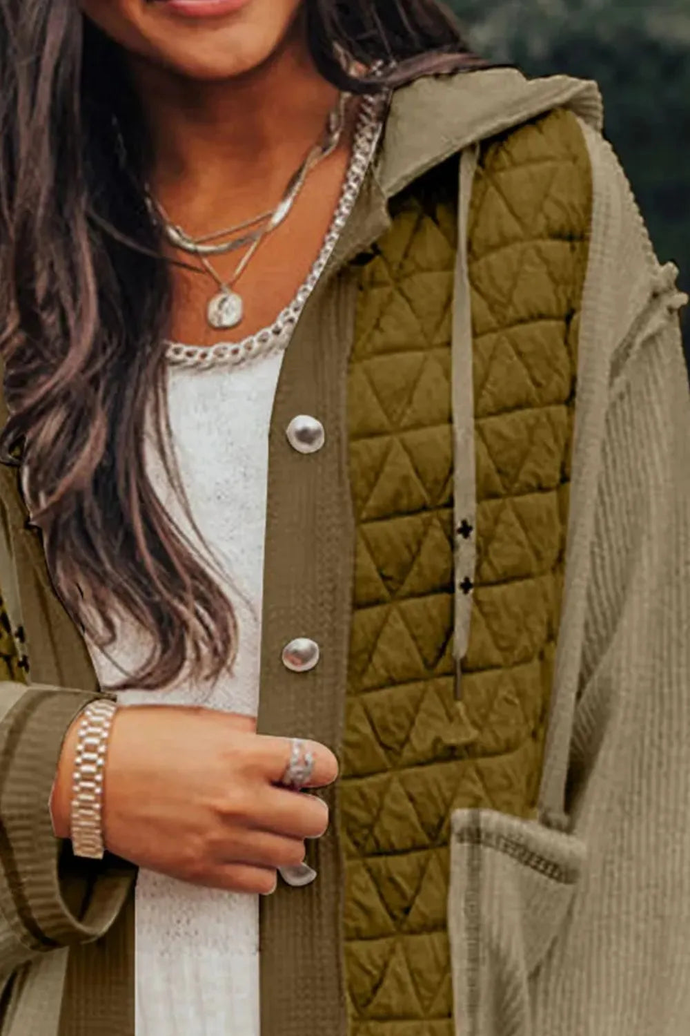 Drawstring Color Block Long Sleeve Jacket, view 10