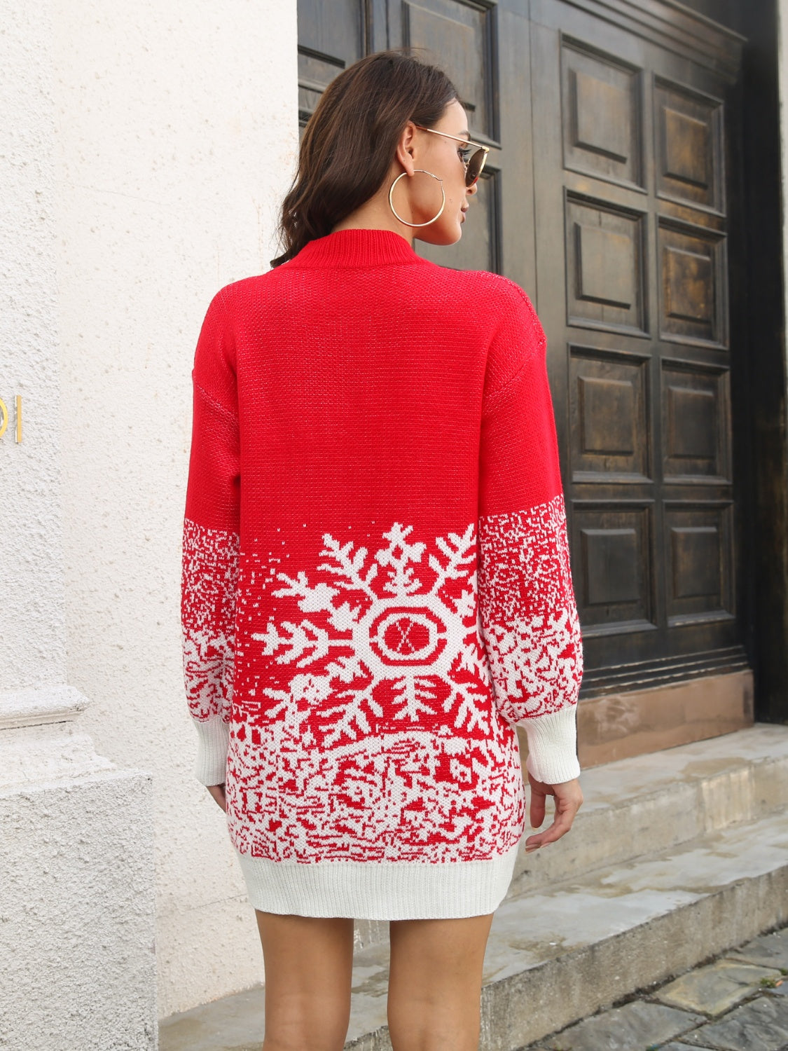 Snowflake Pattern Sweater Dress, view 4